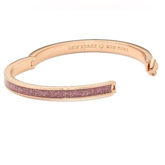 Kate Spade Heritage Rose Gold Pink Glitter Hinged Bracelet - Picture 6 of 6